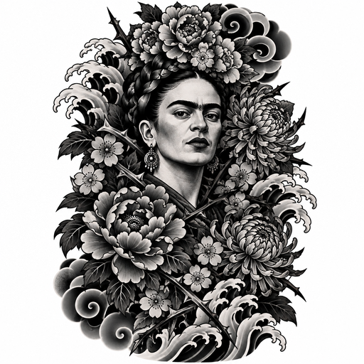 “frida kahlo ausgebreitete blüten das gesicht klar, ich möchte mehr blumen und a