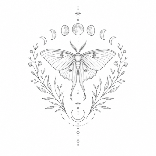a moth with moon phases