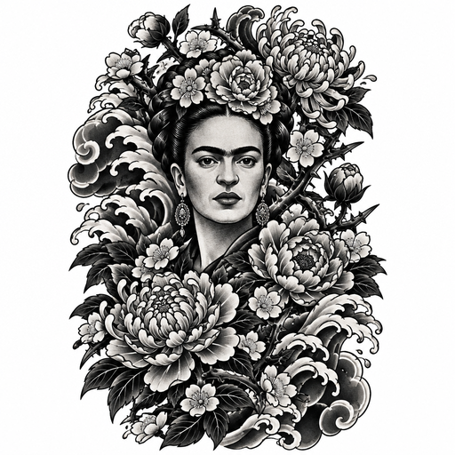 “frida kahlo ausgebreitete blüten das gesicht klar, ich möchte mehr blumen und a