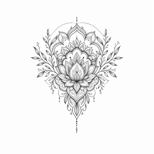 ich möchte ein mandala mit einem halbreis oben gerne auch pflanzenblätter intigi