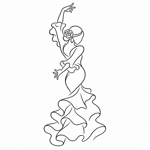 flamenco dancer's twisting silhouette