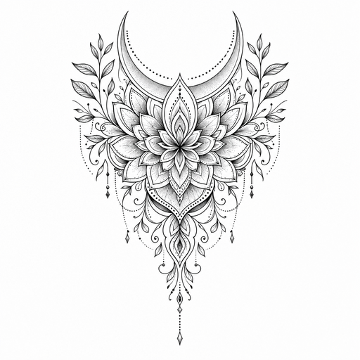 ich möchte ein mandala mit einem halbreis oben gerne auch pflanzenblätter intigi