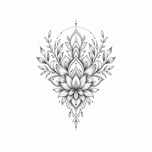ich möchte ein mandala mit einem halbreis oben gerne auch pflanzenblätter intigi