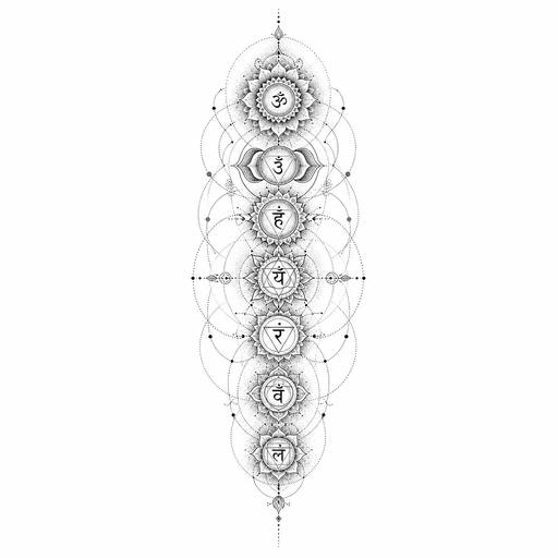 seven glowing chakra points along spine