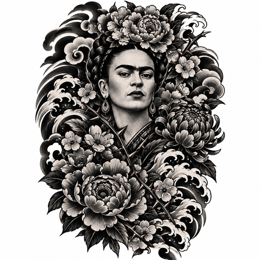 “frida kahlo ausgebreitete blüten das gesicht klar, ich möchte mehr blumen und a