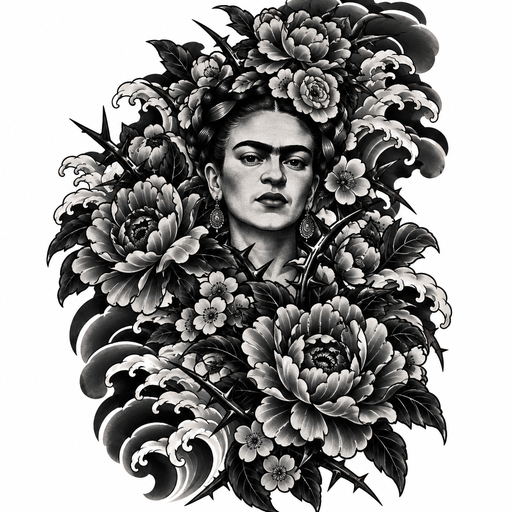 “frida kahlo ausgebreitete blüten das gesicht klar, ich möchte mehr blumen und a